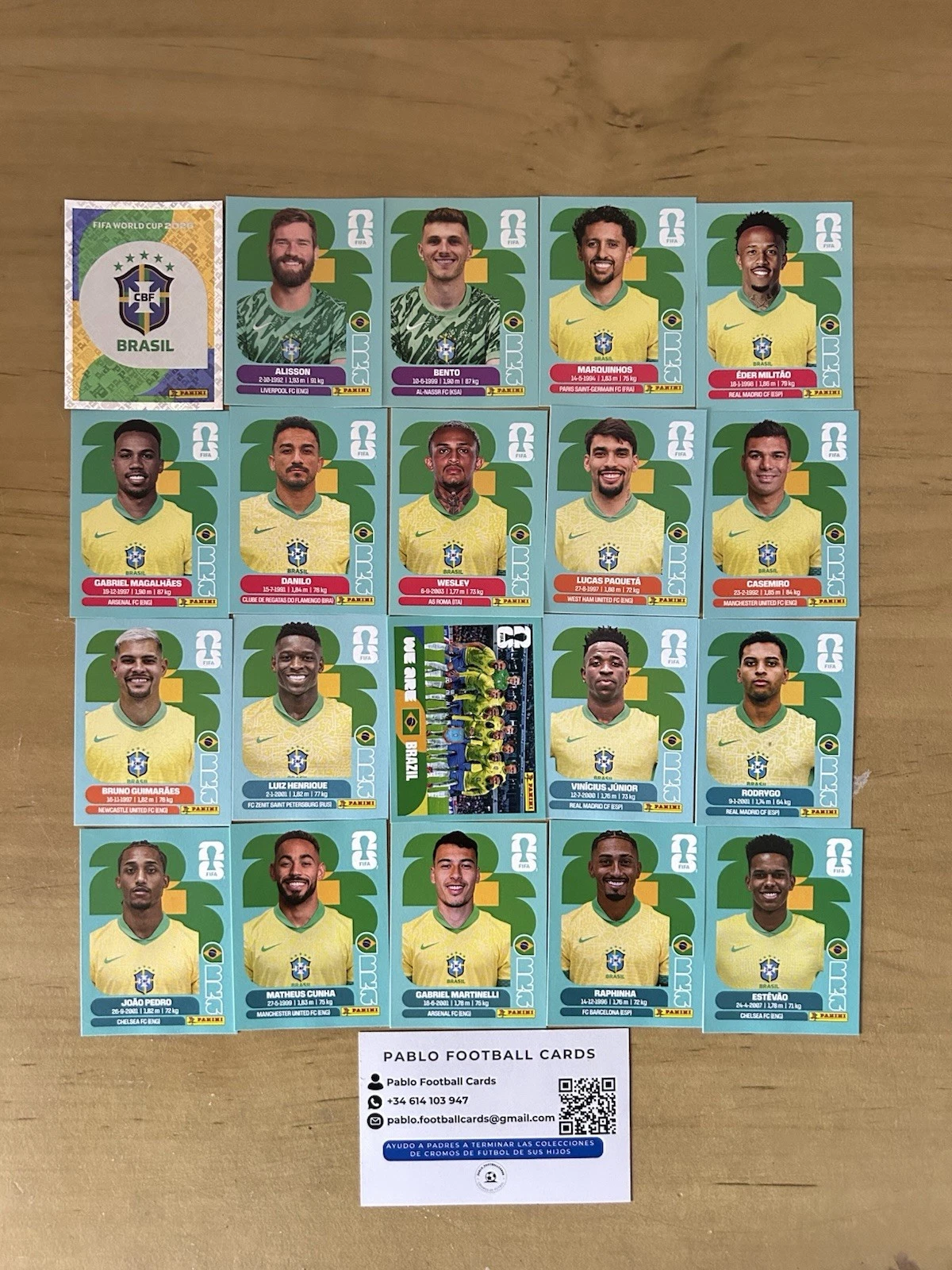 Set completo 20 stickers Selección Brasil Panini FIFA World Cup 2026