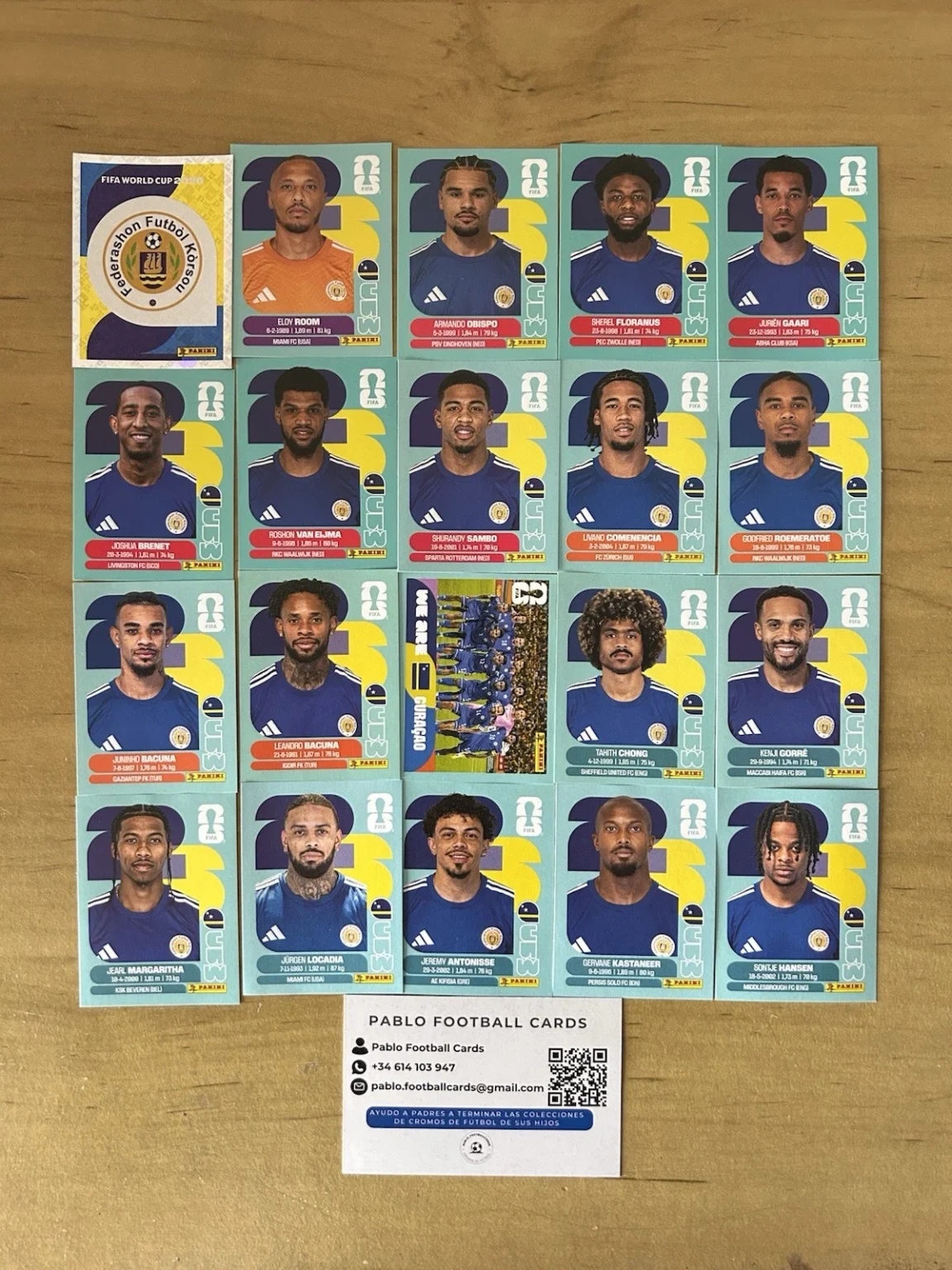 Set completo 20 stickers Selección Curaçao Panini FIFA World Cup 2026