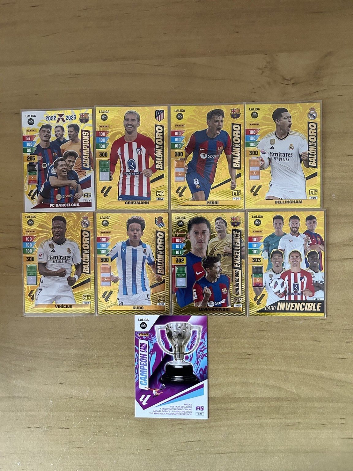 Lote 8 cartas Balones de Oro Adrenalyn XL LaLiga 2023-24 Panini