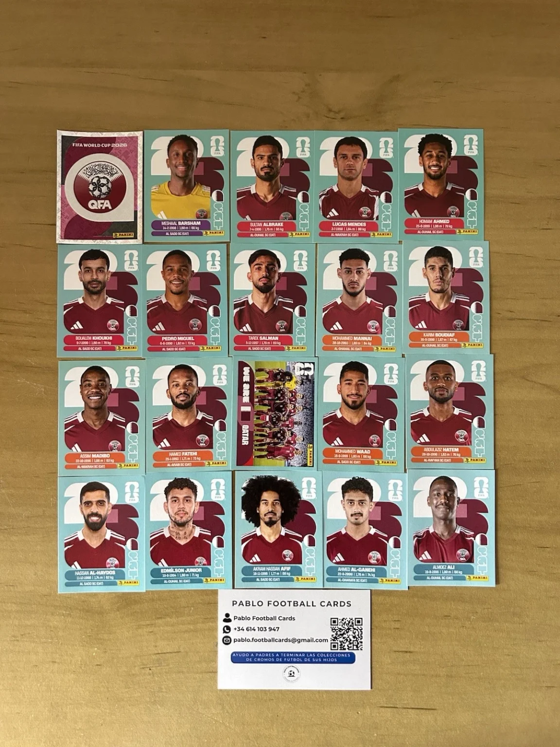 Set completo 20 stickers Selección Qatar Panini FIFA World Cup 2026