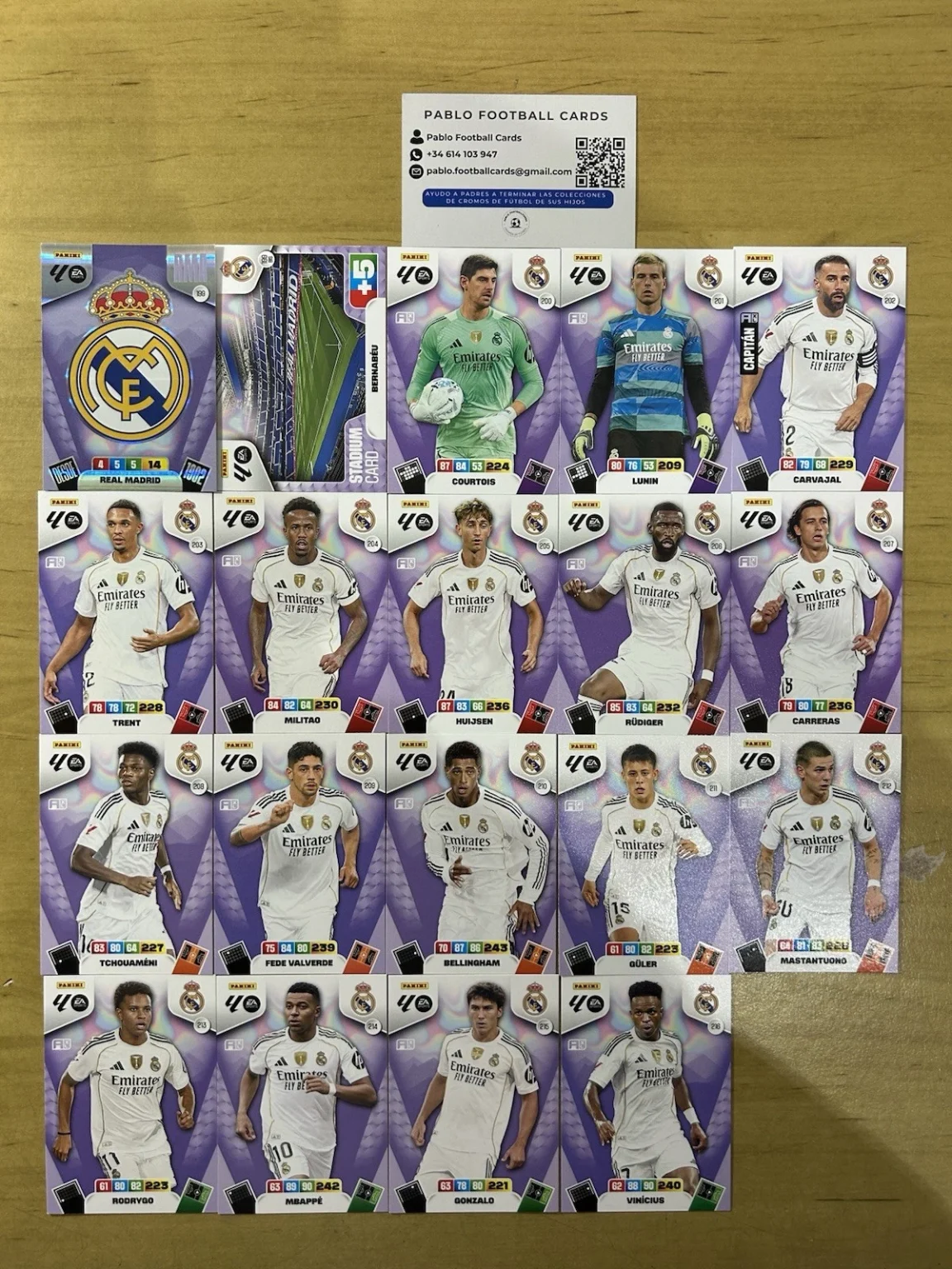 Equipo completo 19 cards Real Madrid Panini Adrenalyn XL LaLiga 2025-26