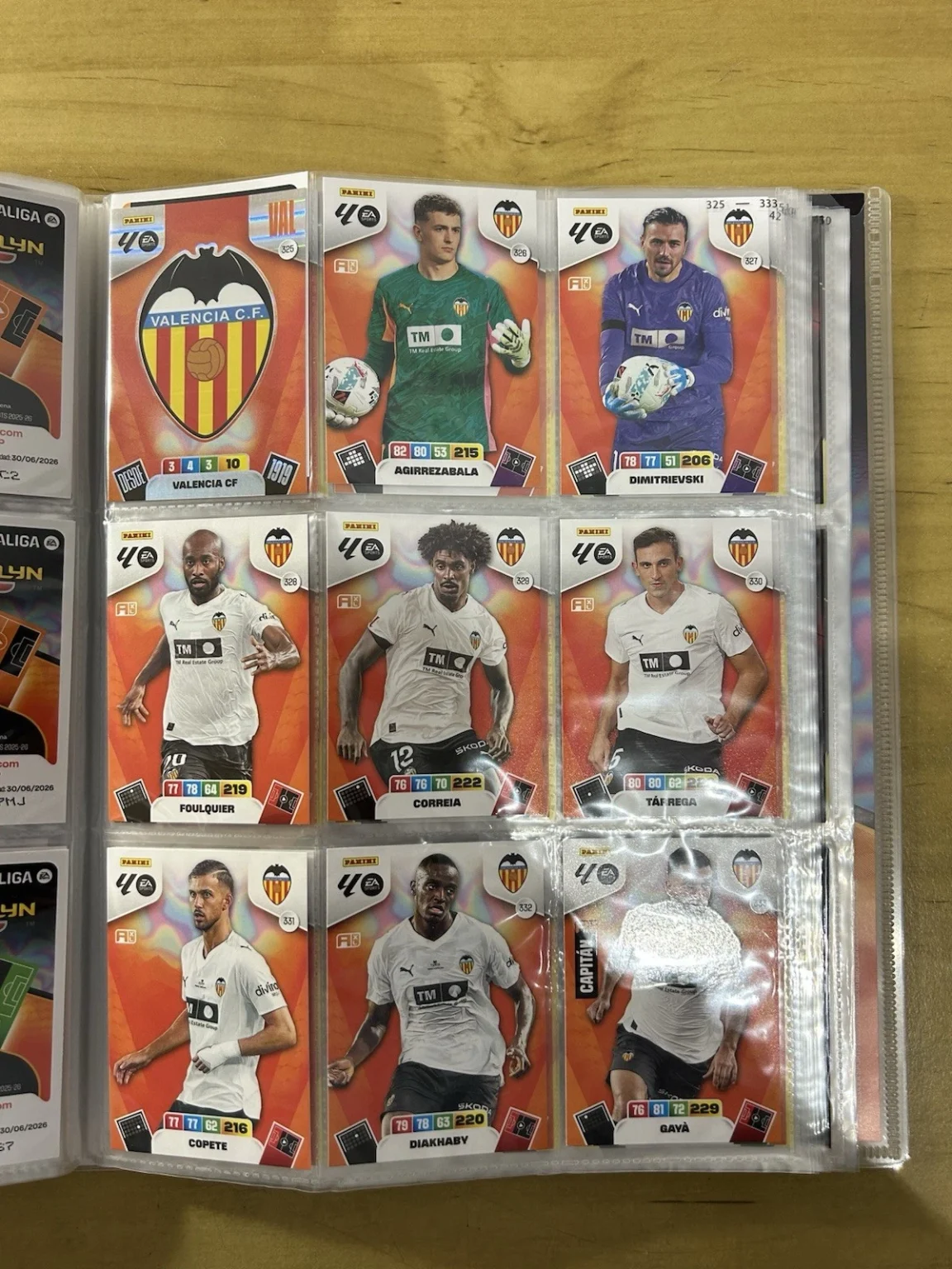 Equipo completo 19 cards Valencia CF Panini Adrenalyn XL LaLiga 2025-26