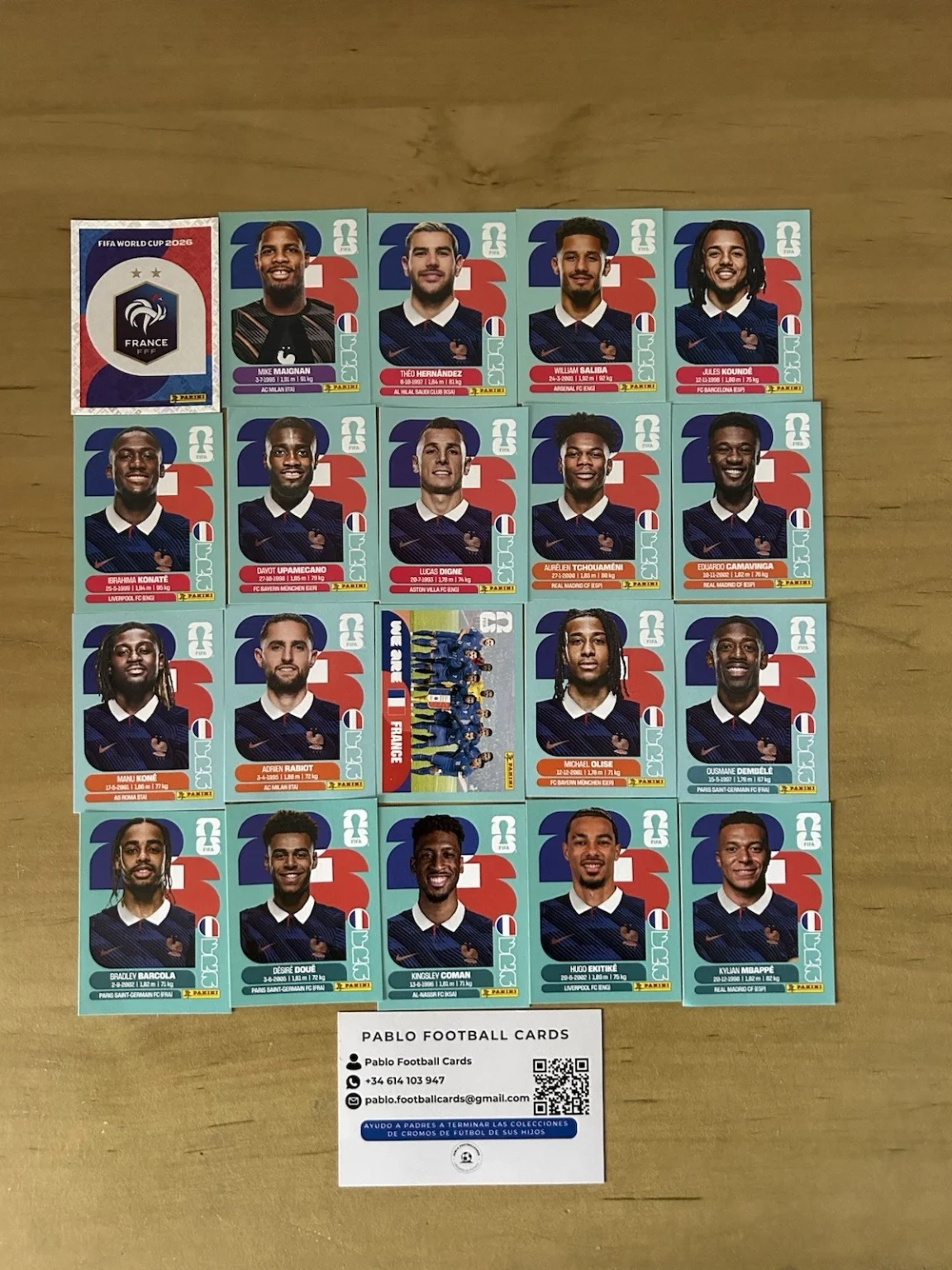 Set completo 20 stickers Selección Francia Panini FIFA World Cup 2026
