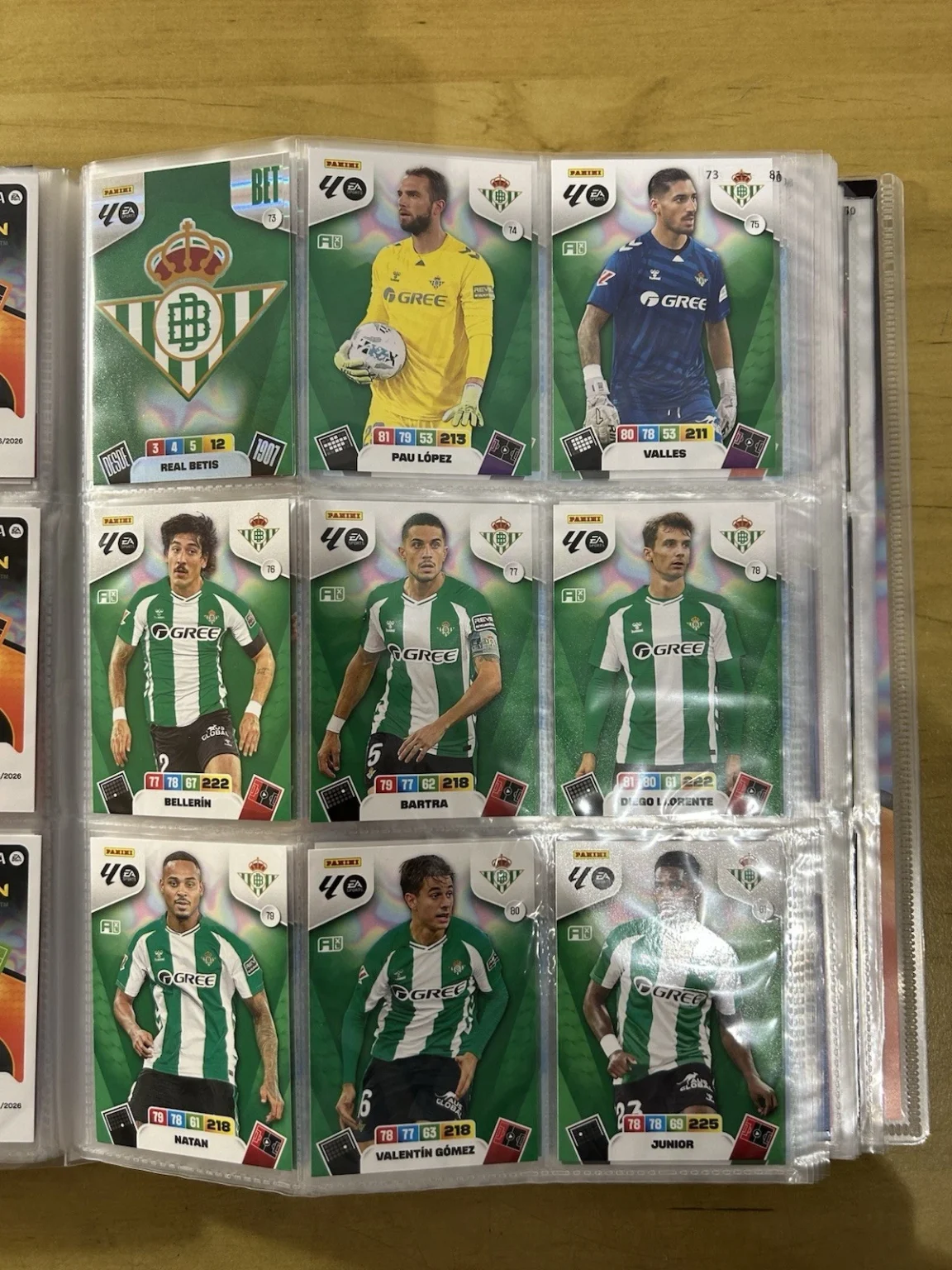 Equipo completo 19 cards Real Betis Panini Adrenalyn XL LaLiga 2025-26