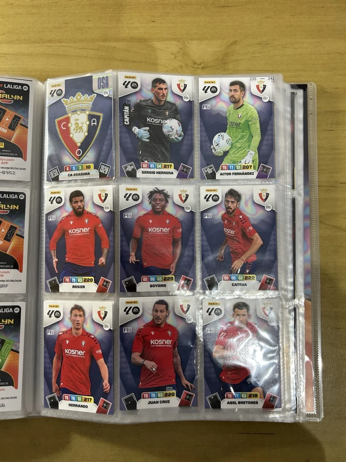Equipo completo 19 cards CA Osasuna Panini Adrenalyn XL LaLiga 2025-26