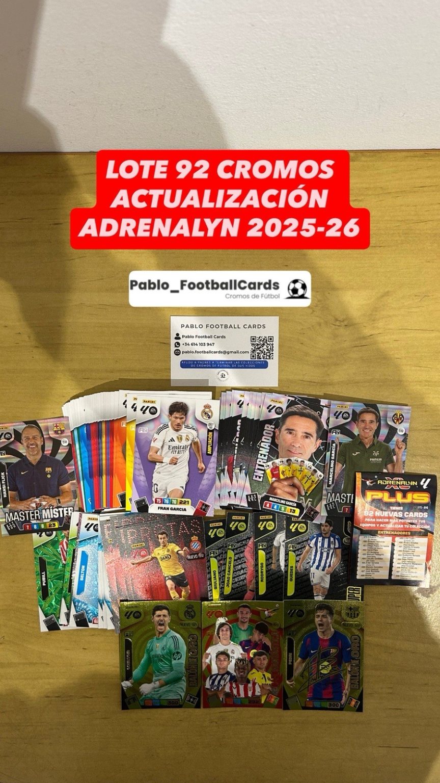 Lote completo 92 cromos actualización 2ª edición Adrenalyn XL LaLiga 2025-26 Panini