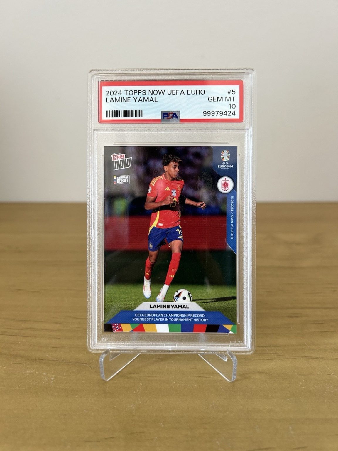 Carta Lamine Yamal Topps Now UEFA Euro 2024 numero 5 graduada PSA 10