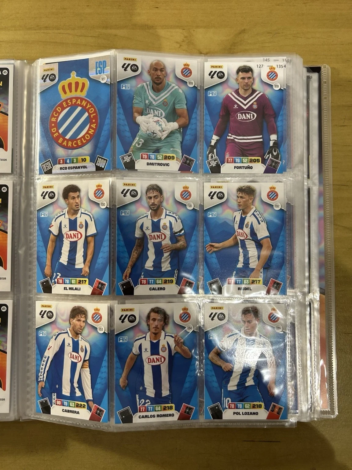 Equipo completo 19 cards RCD Espanyol Panini Adrenalyn XL LaLiga 2025-26