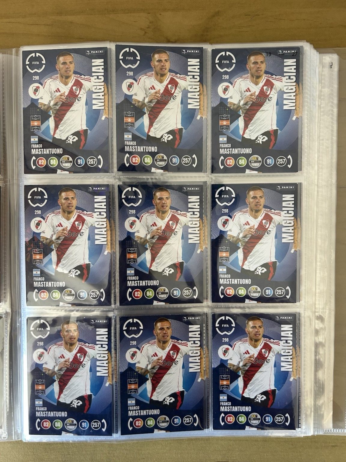 Lote 9 cartas Magic 298 Franco Mastantuono Adrenalyn XL FIFA Club World Cup 2025