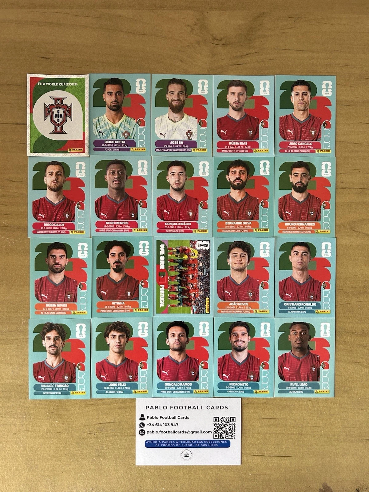 Set completo 20 stickers Selección Portugal Panini FIFA World Cup 2026