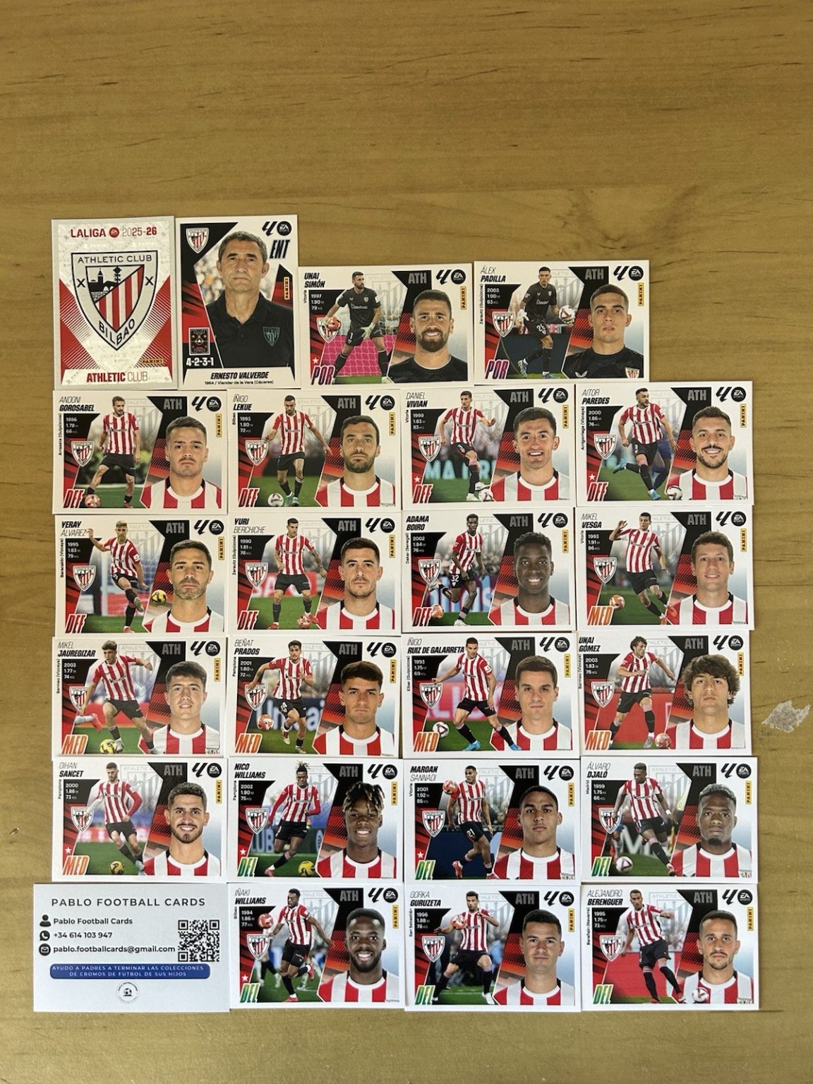 Equipo completo 23 stickers Athletic Club Bilbao Panini LaLiga Este 2025-26