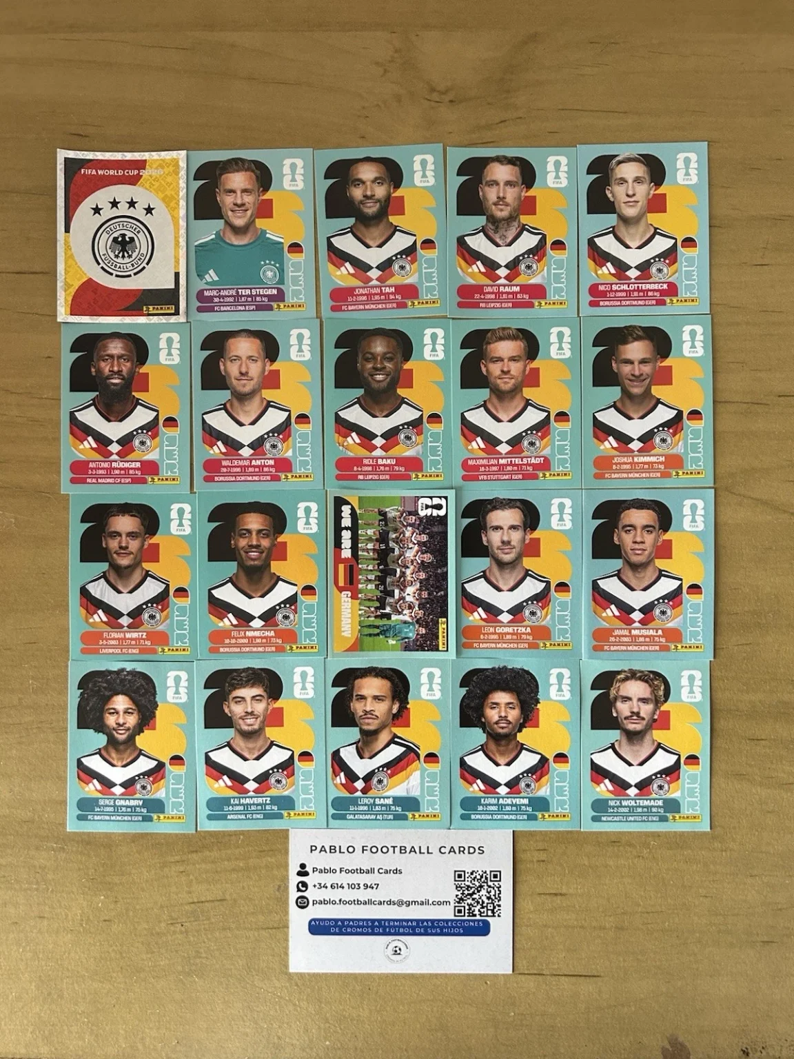 Set completo 20 stickers Selección Alemania Panini FIFA World Cup 2026