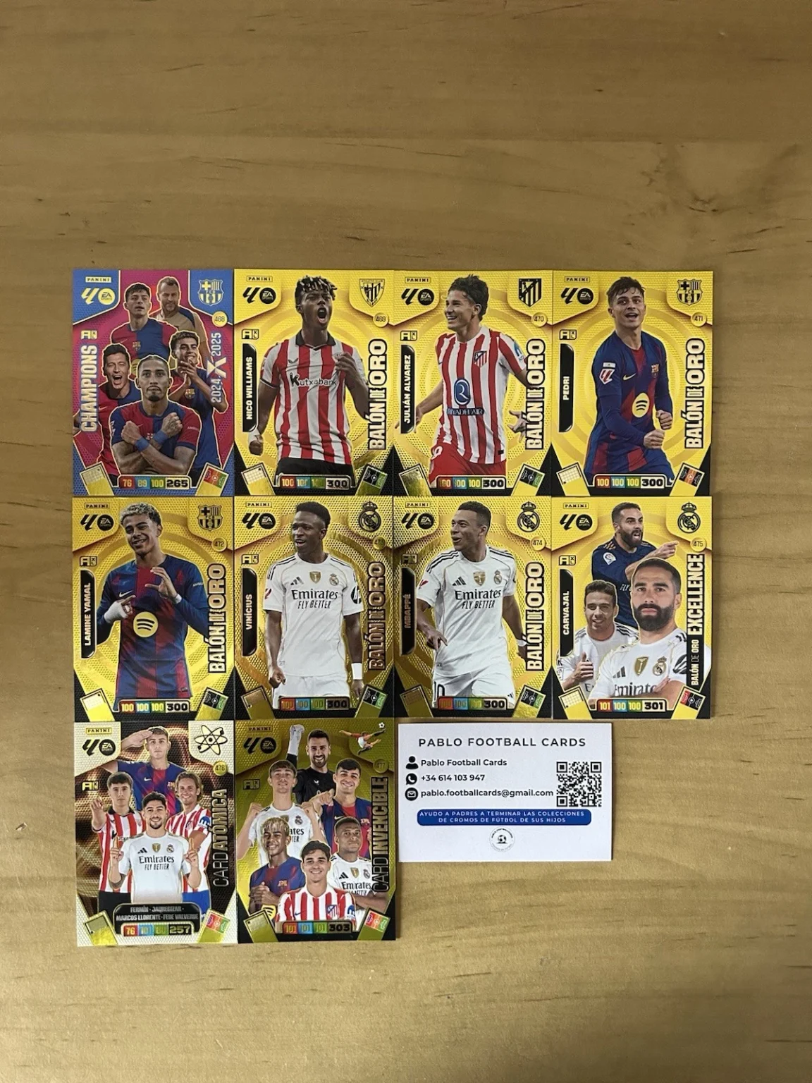 Lote completo 10 cartas Balones de Oro Adrenalyn XL LaLiga 2025-26 Panini