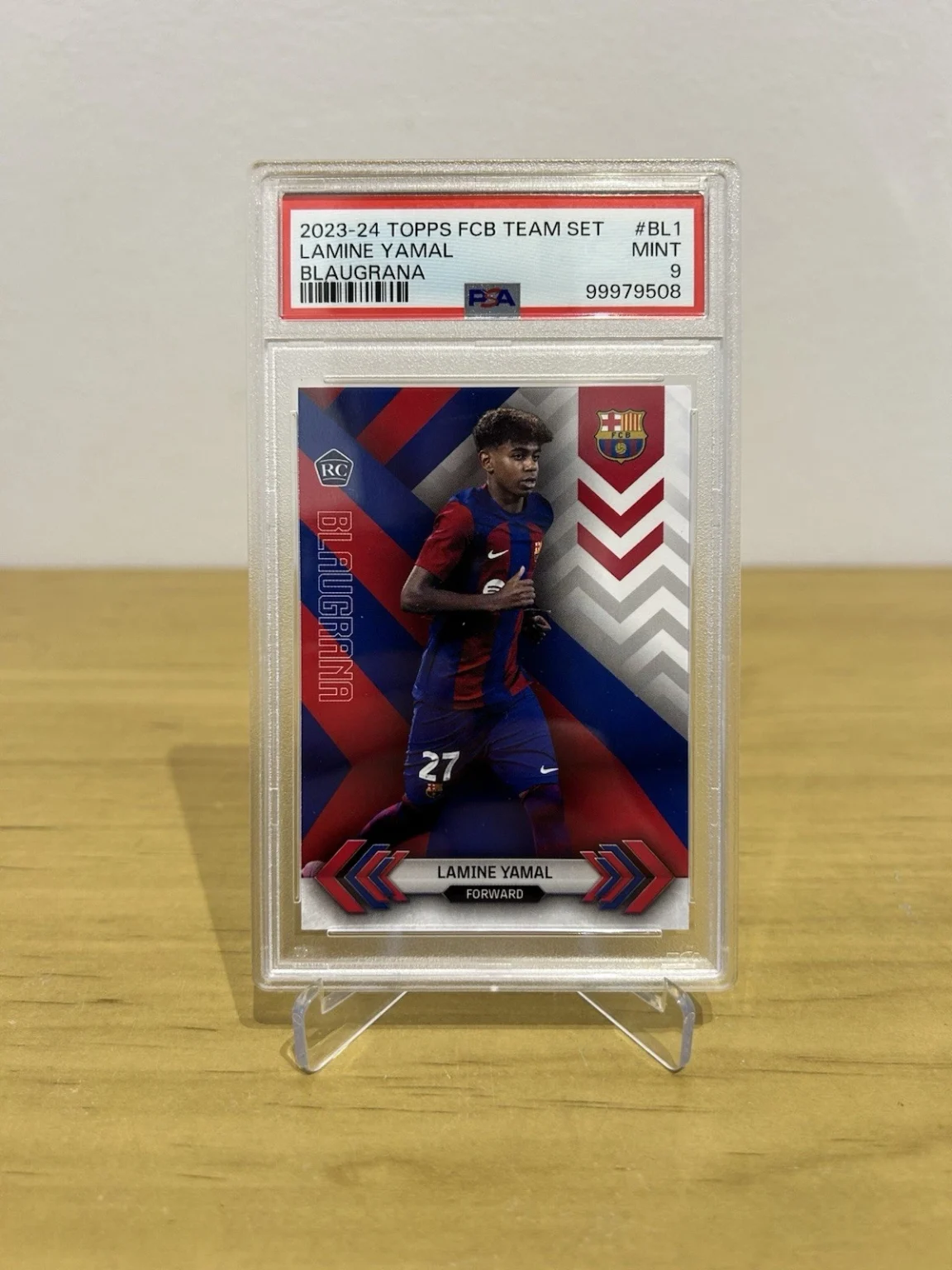 Carta rookie Lamine Yamal Blaugrana PSA 9 Topps FC Barcelona Team Set 2023-24