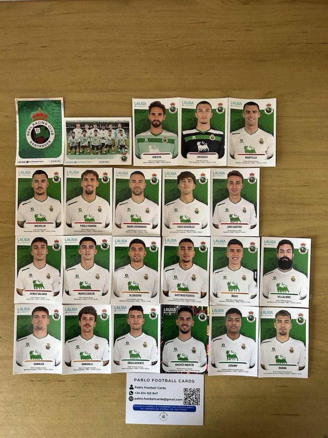 Equipo completo 22 stickers Racing de Santander Panini Liga Hypermotion 2025-26