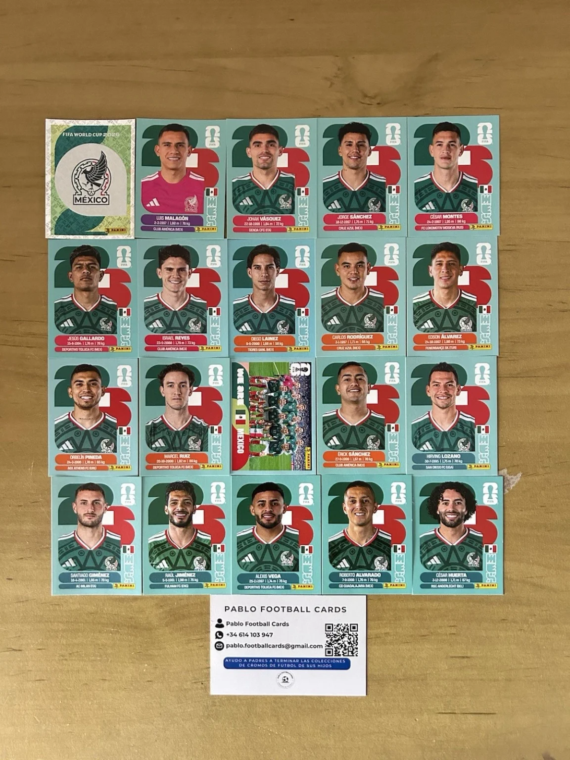 Set completo 20 stickers Selección México Panini FIFA World Cup 2026