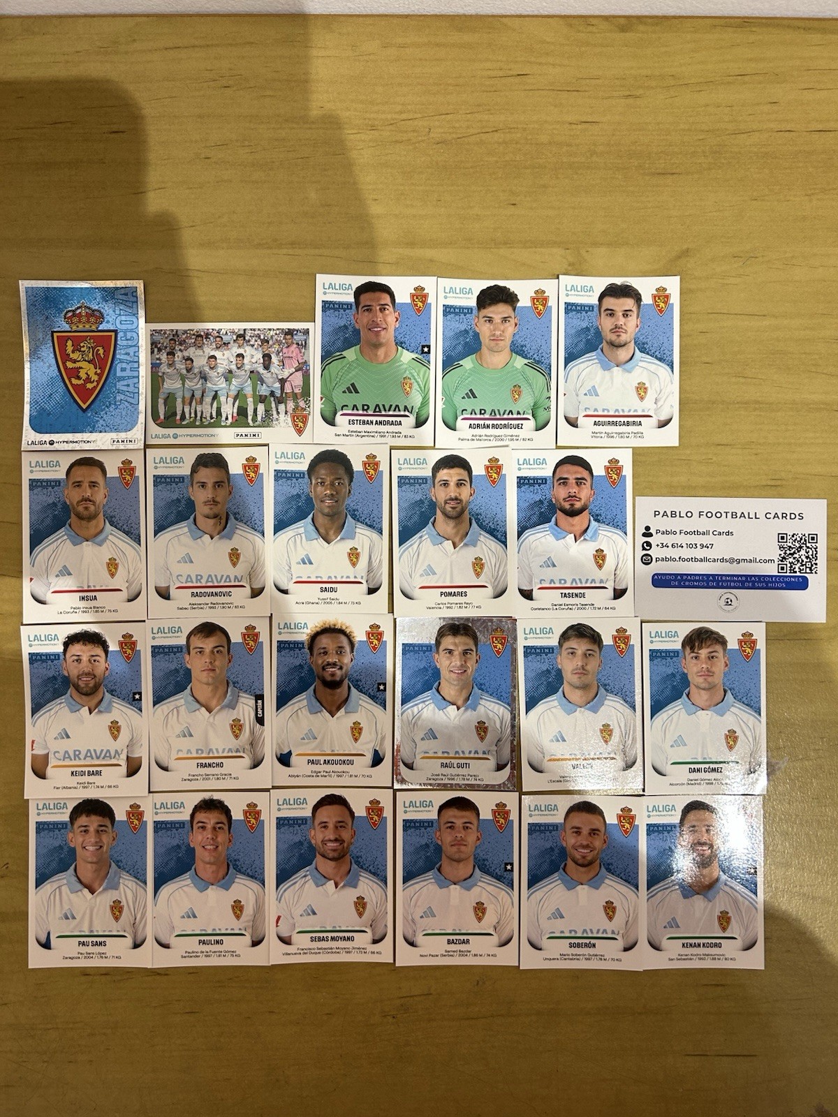 Equipo completo 22 stickers Real Zaragoza Panini Liga Hypermotion 2025-26