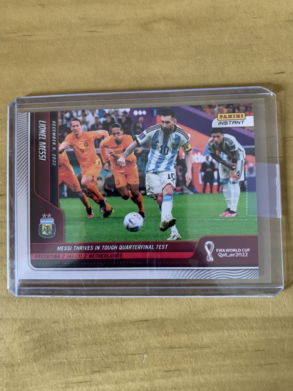 Carta Lionel Messi 101 Panini Instant Mundial Qatar 2022 sin graduar