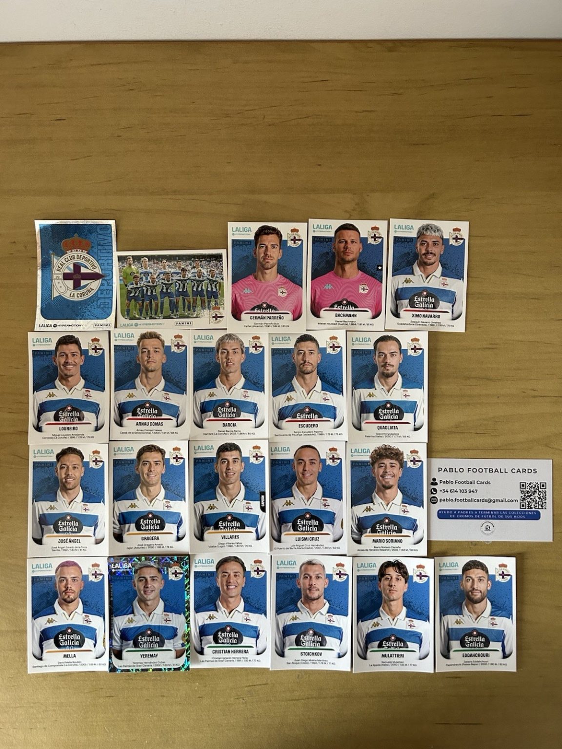Equipo completo 21 stickers Deportivo de La Coruña Panini Liga Hypermotion 2025-26
