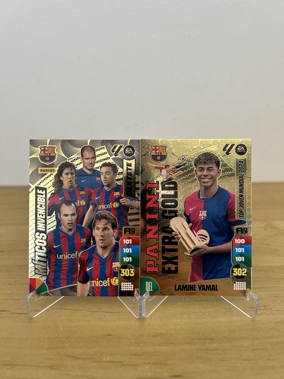 Cartas Míticos Invencible Sextete y Lamine Yamal Extra Gold Adrenalyn XL 2024-25 Panini