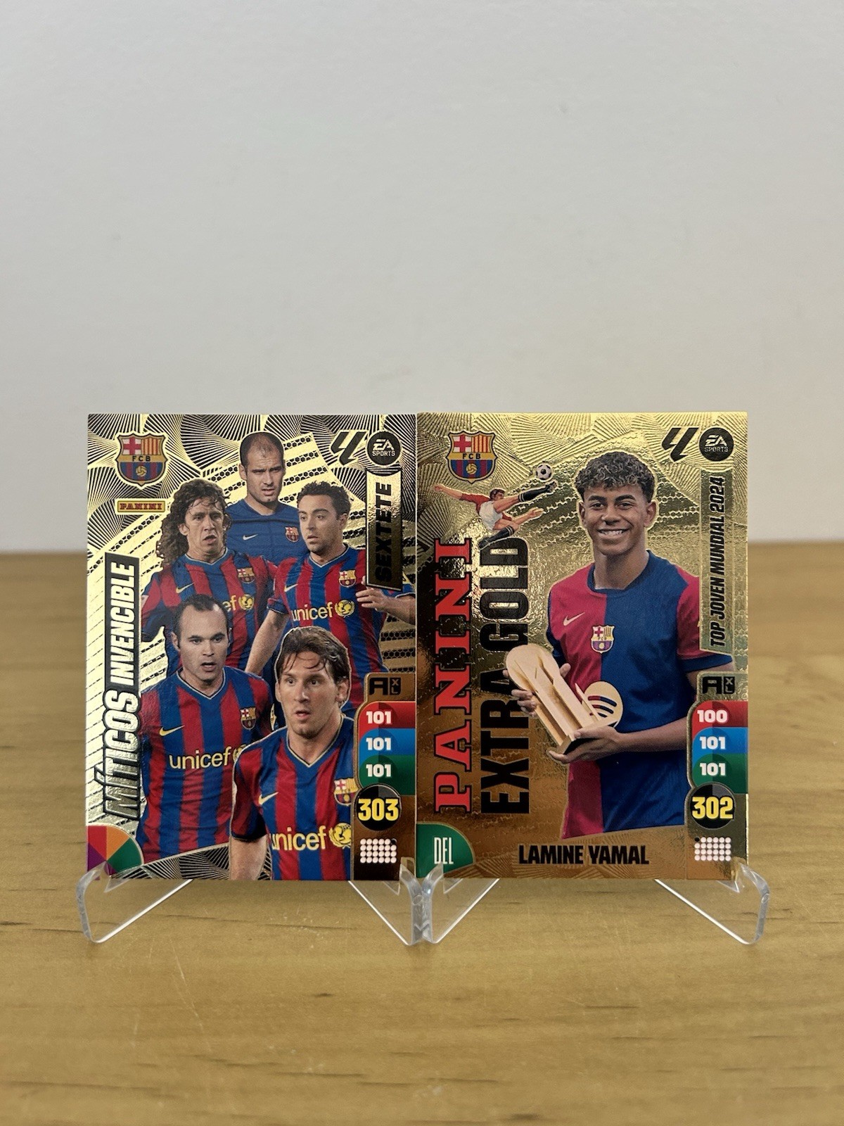 Cartas Míticos Invencible Sextete y Lamine Yamal Extra Gold Adrenalyn XL 2024-25 Panini