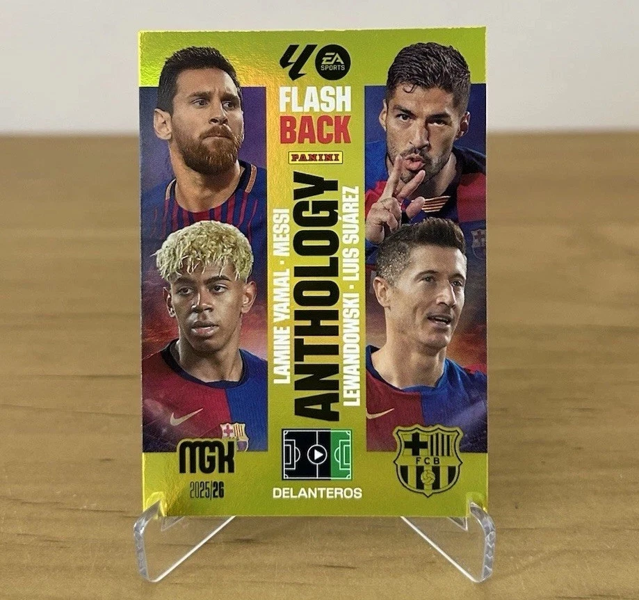Carta Flashback Anthology Messi Lamine Yamal Panini Megacracks LaLiga 2025-26