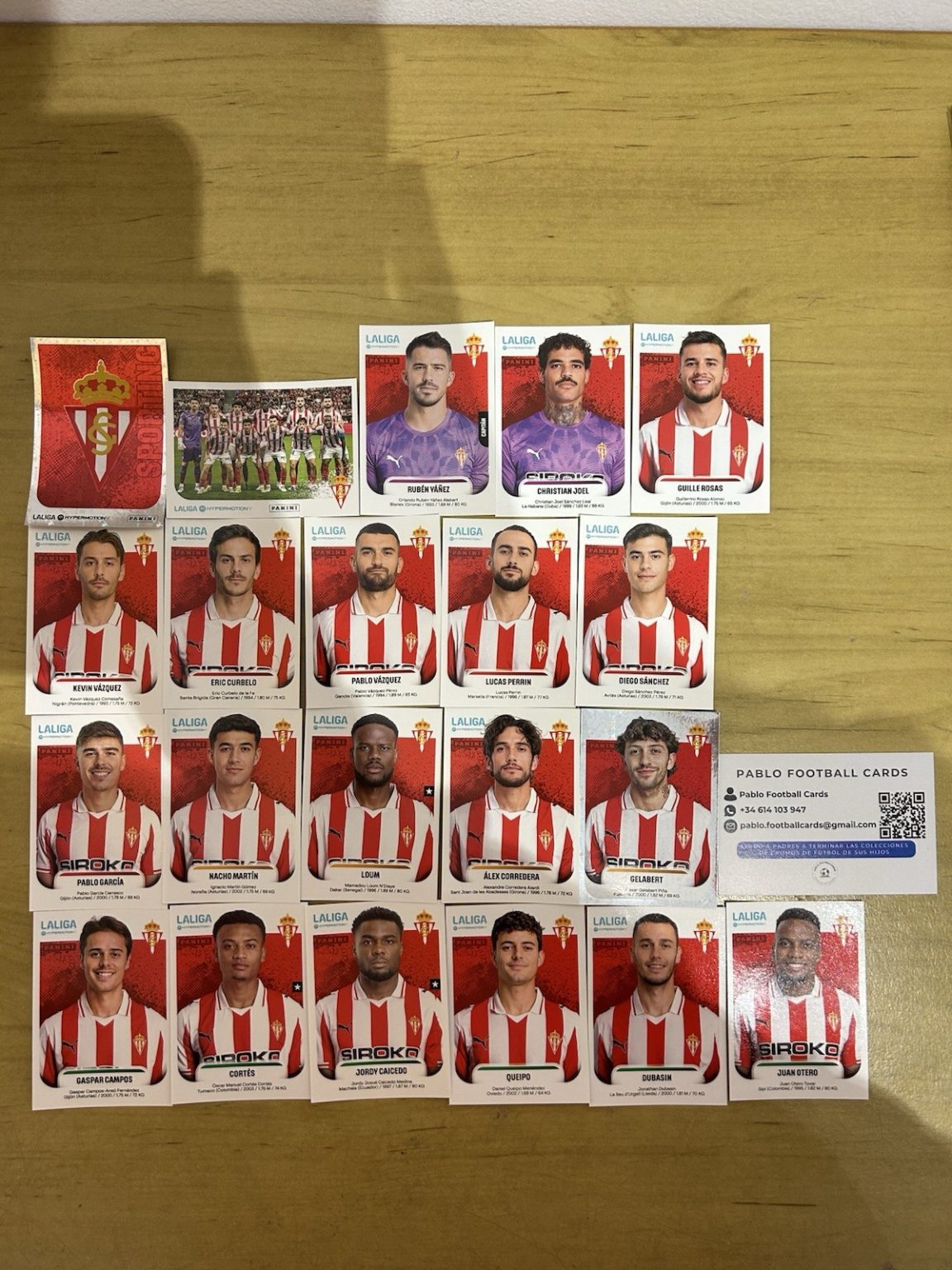 Equipo completo 21 stickers Sporting de Gijón Panini Liga Hypermotion 2025-26
