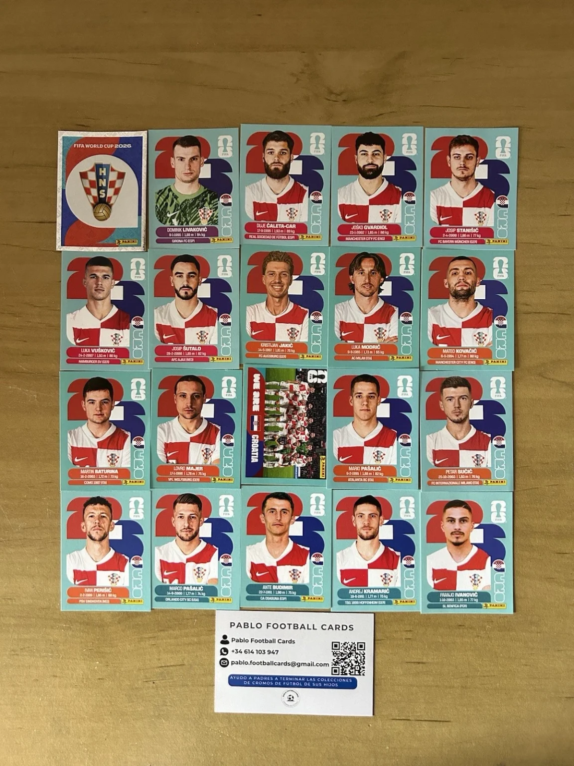 Set completo 20 stickers Selección Croacia Panini FIFA World Cup 2026