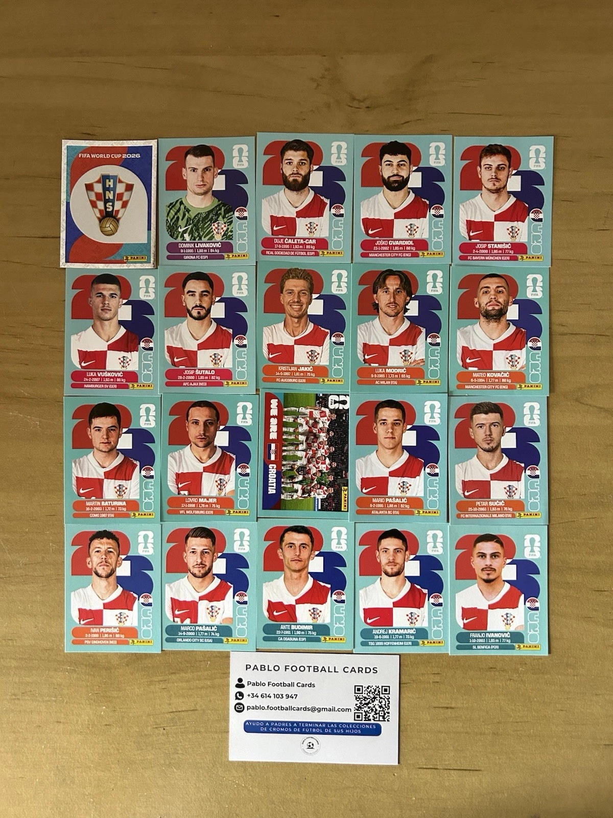 Set completo 20 stickers Selección Croacia Panini FIFA World Cup 2026