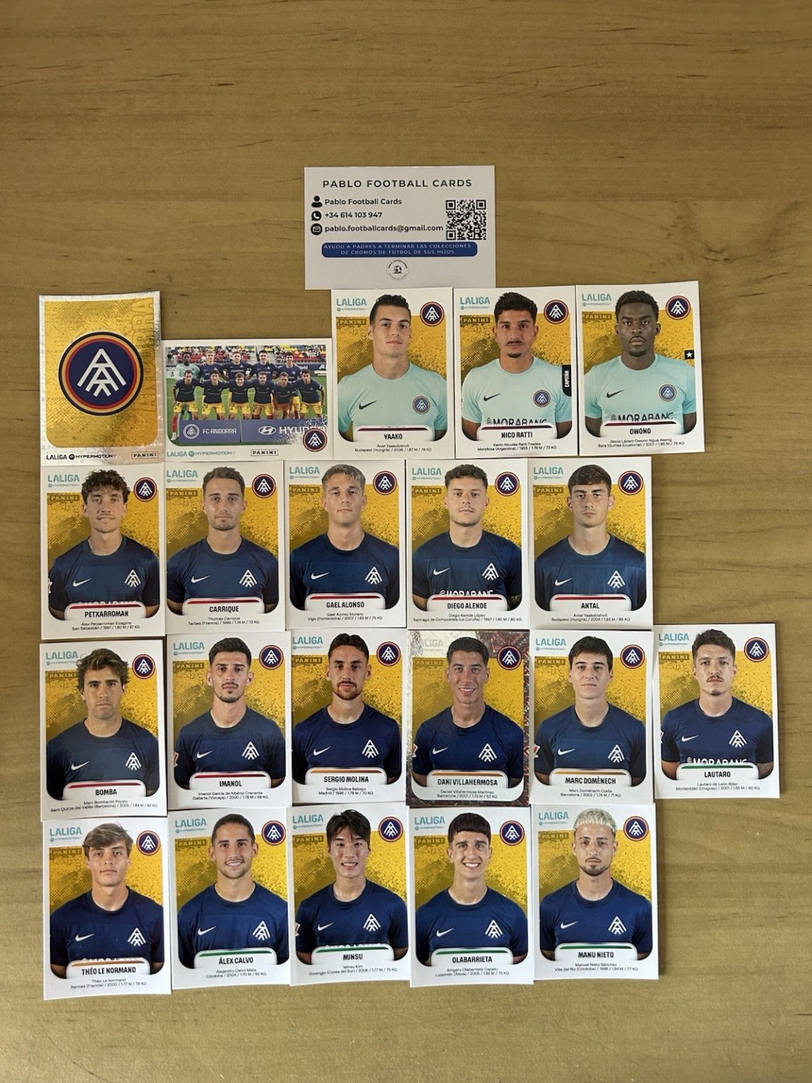 Equipo completo 21 stickers FC Andorra Panini Liga Hypermotion 2025-26