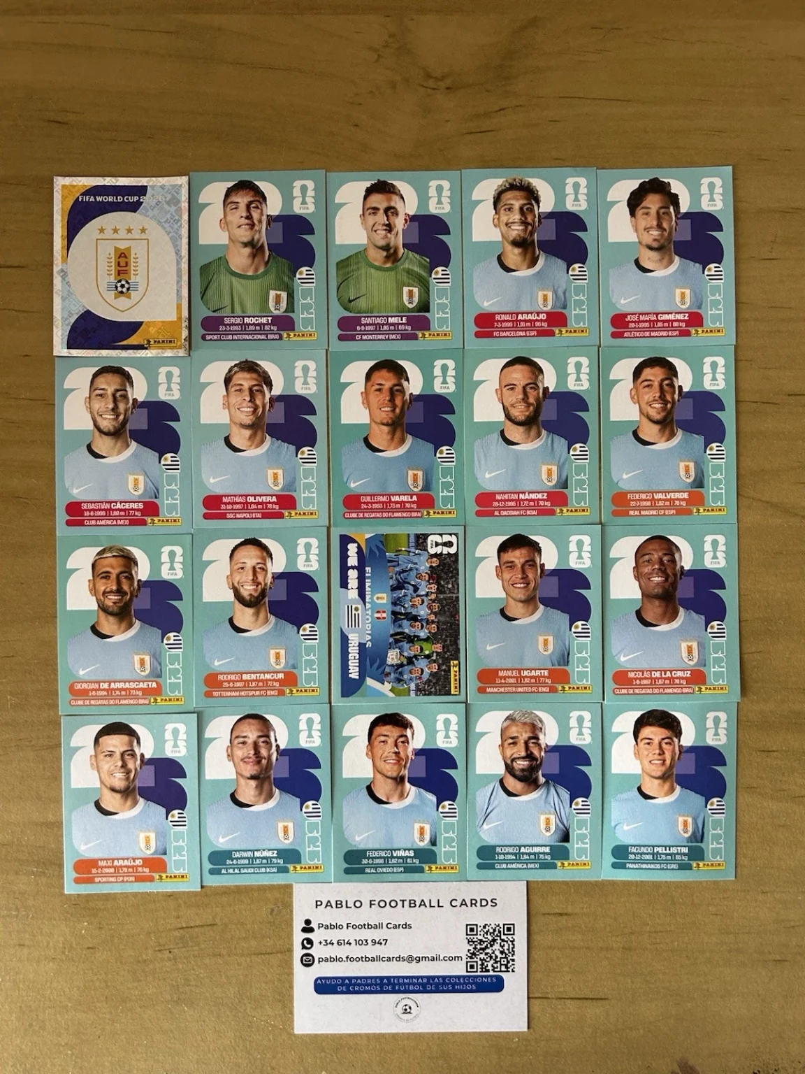 Set completo 20 stickers Selección Uruguay Panini FIFA World Cup 2026