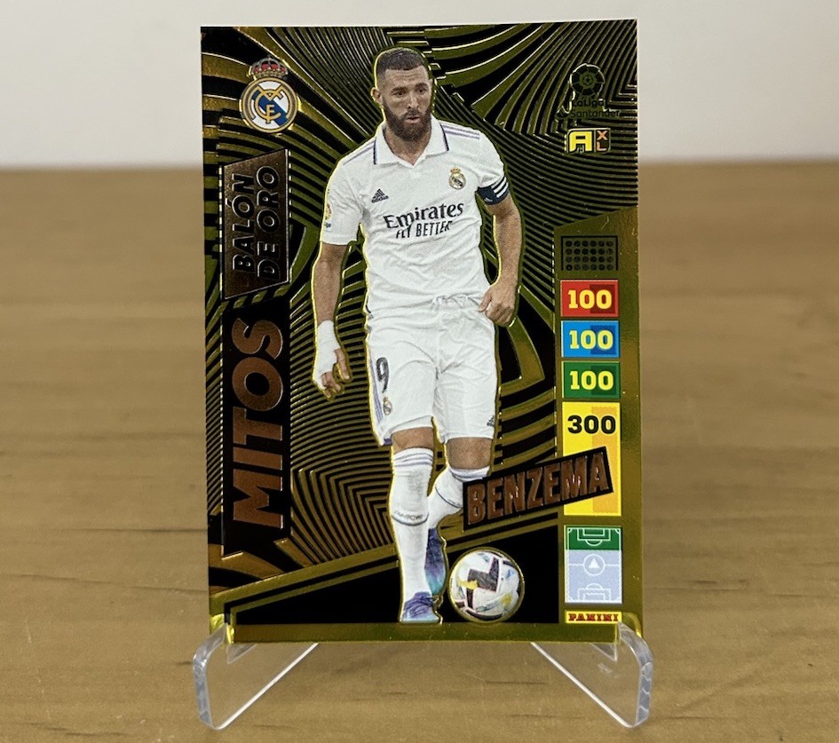 Carta Karim Benzema Mitos Balón de Oro Adrenalyn XL LaLiga 2022-23 Panini