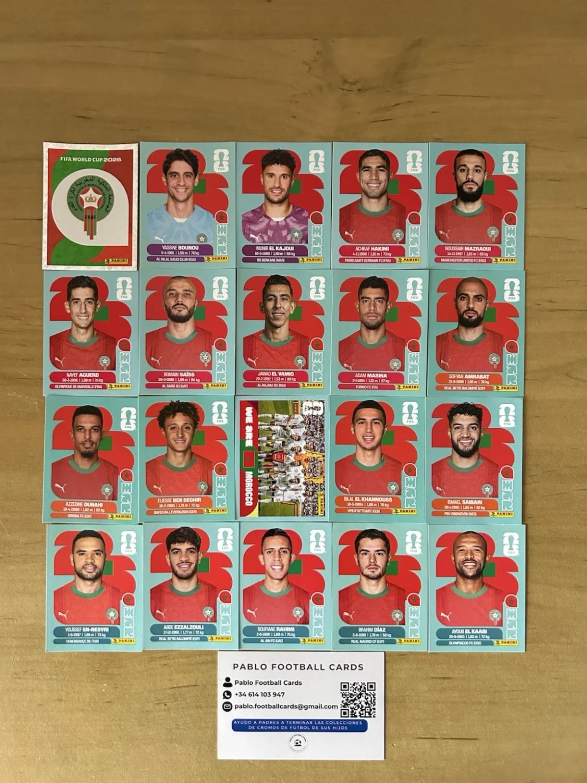 Set completo 20 stickers Selección Marruecos Panini FIFA World Cup 2026