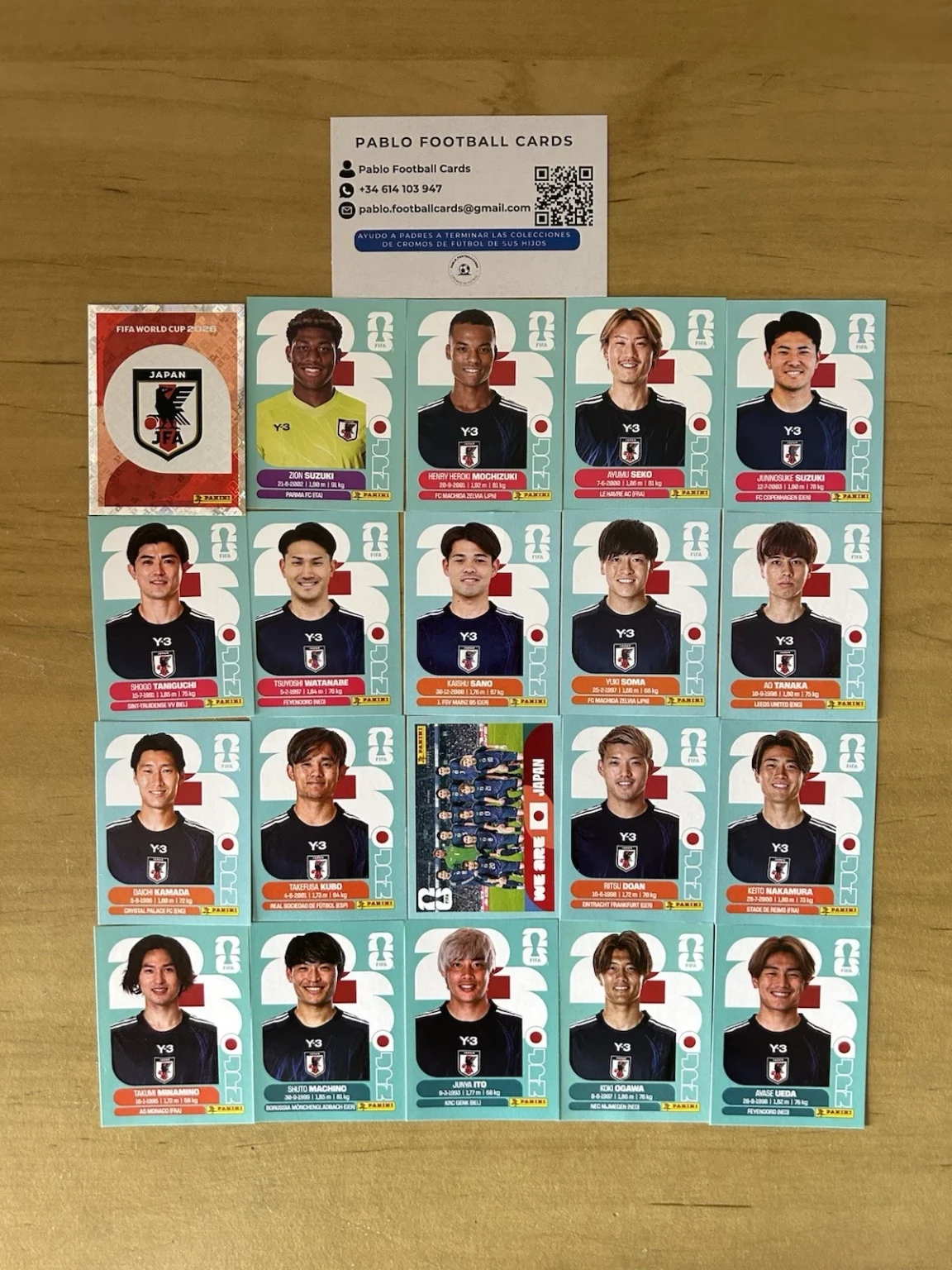 Set completo 20 stickers Selección Japón Panini FIFA World Cup 2026