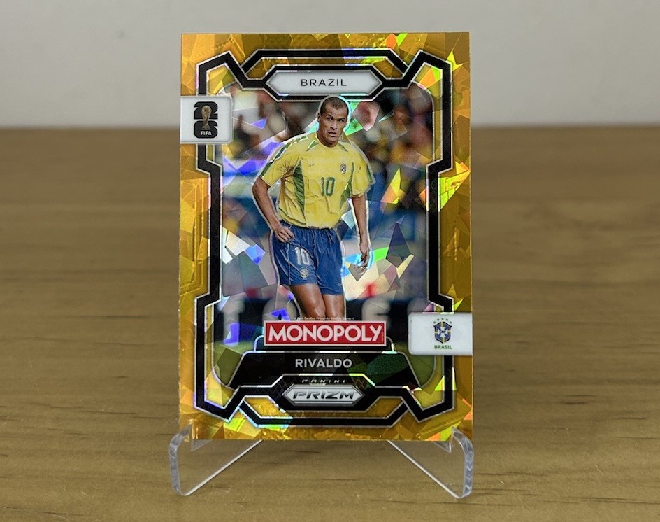 Carta Rivaldo Gold Cracked Ice Panini Prizm Monopoly FIFA World Cup 2026 Brasil