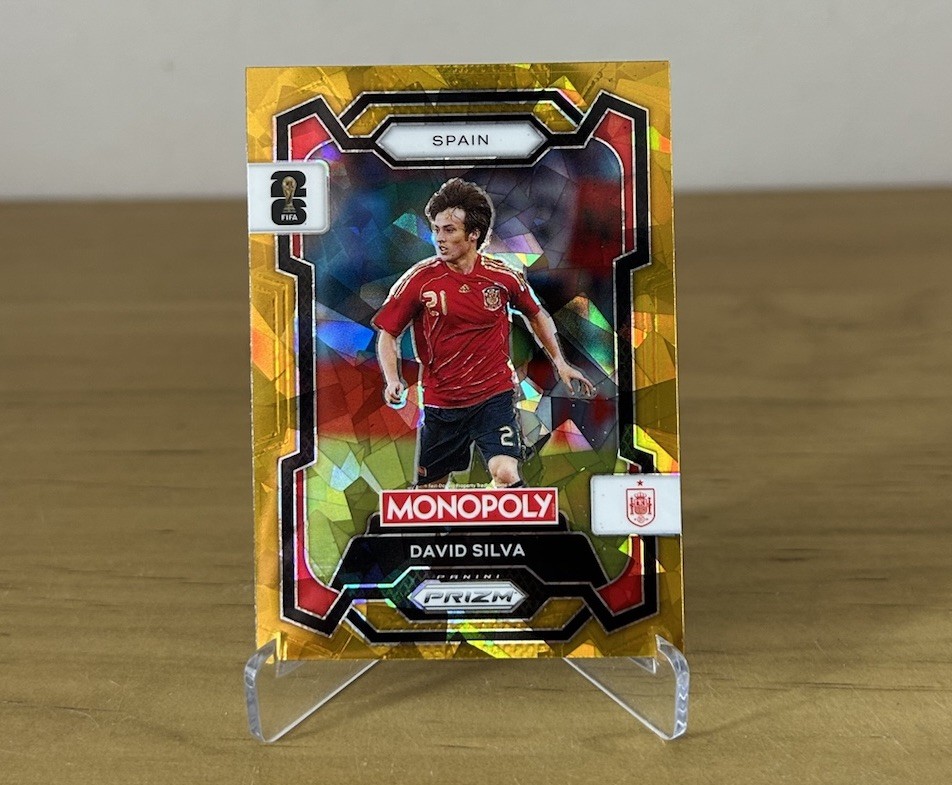 Carta David Silva Gold Cracked Ice Panini Prizm Monopoly FIFA World Cup 2026 España