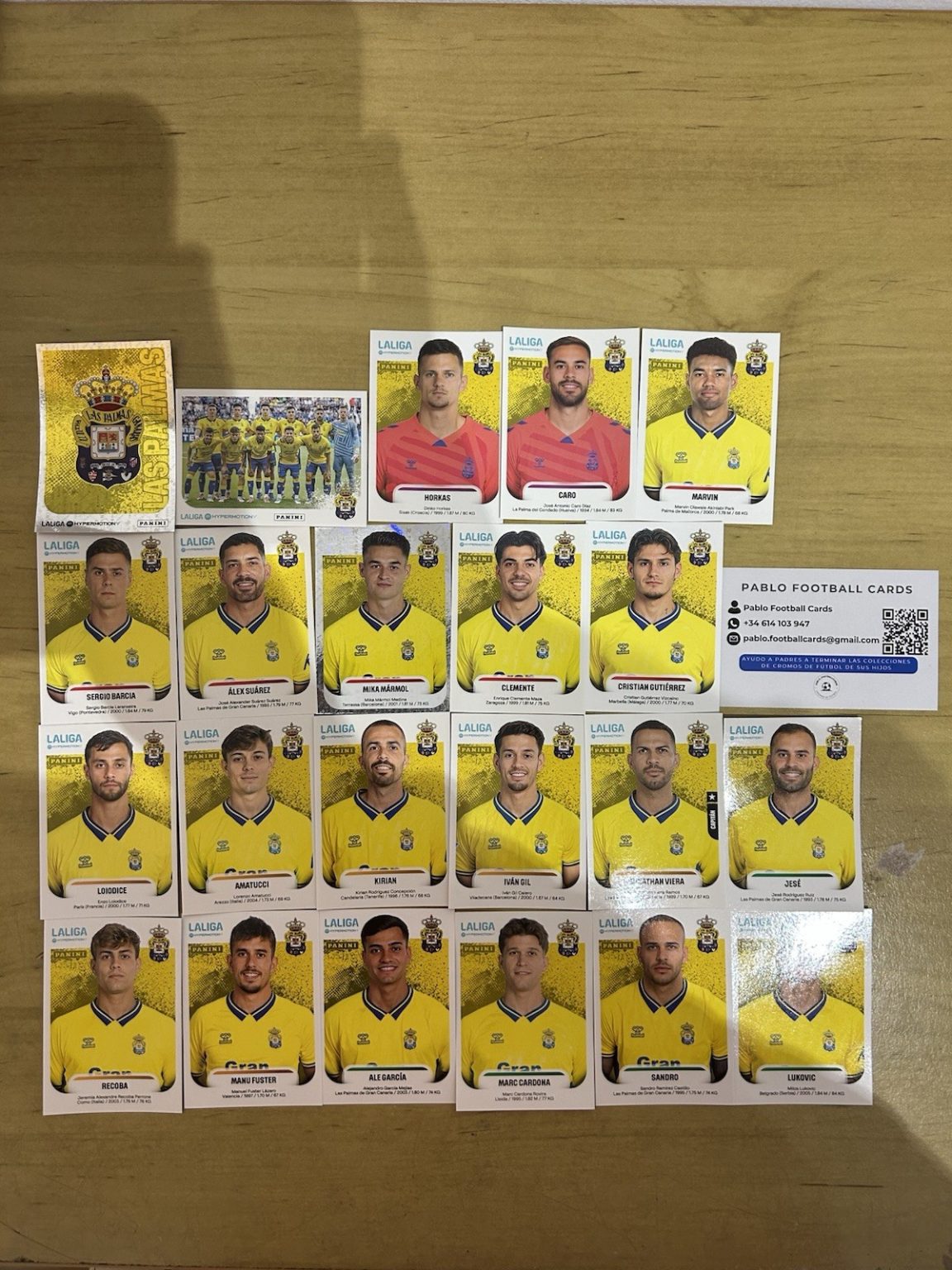 Equipo completo 22 stickers UD Las Palmas Panini Liga Hypermotion 2025-26