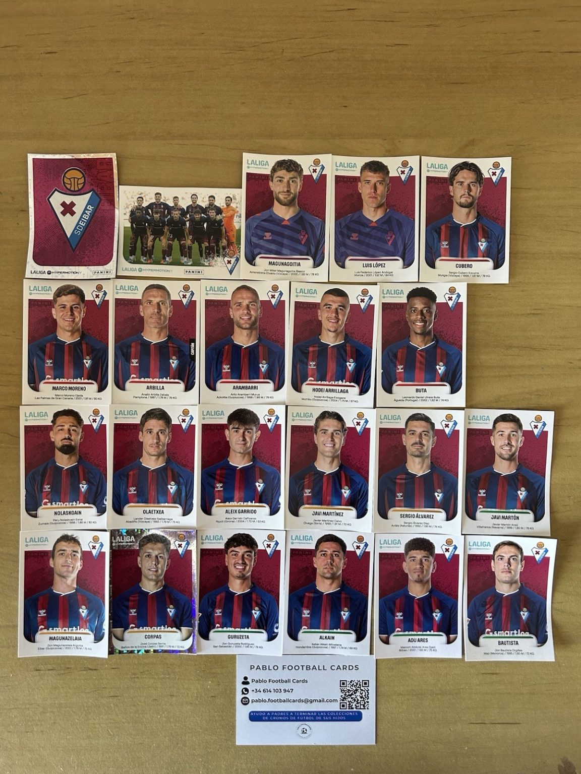 Equipo completo 22 stickers SD Eibar Panini Liga Hypermotion 2025-26