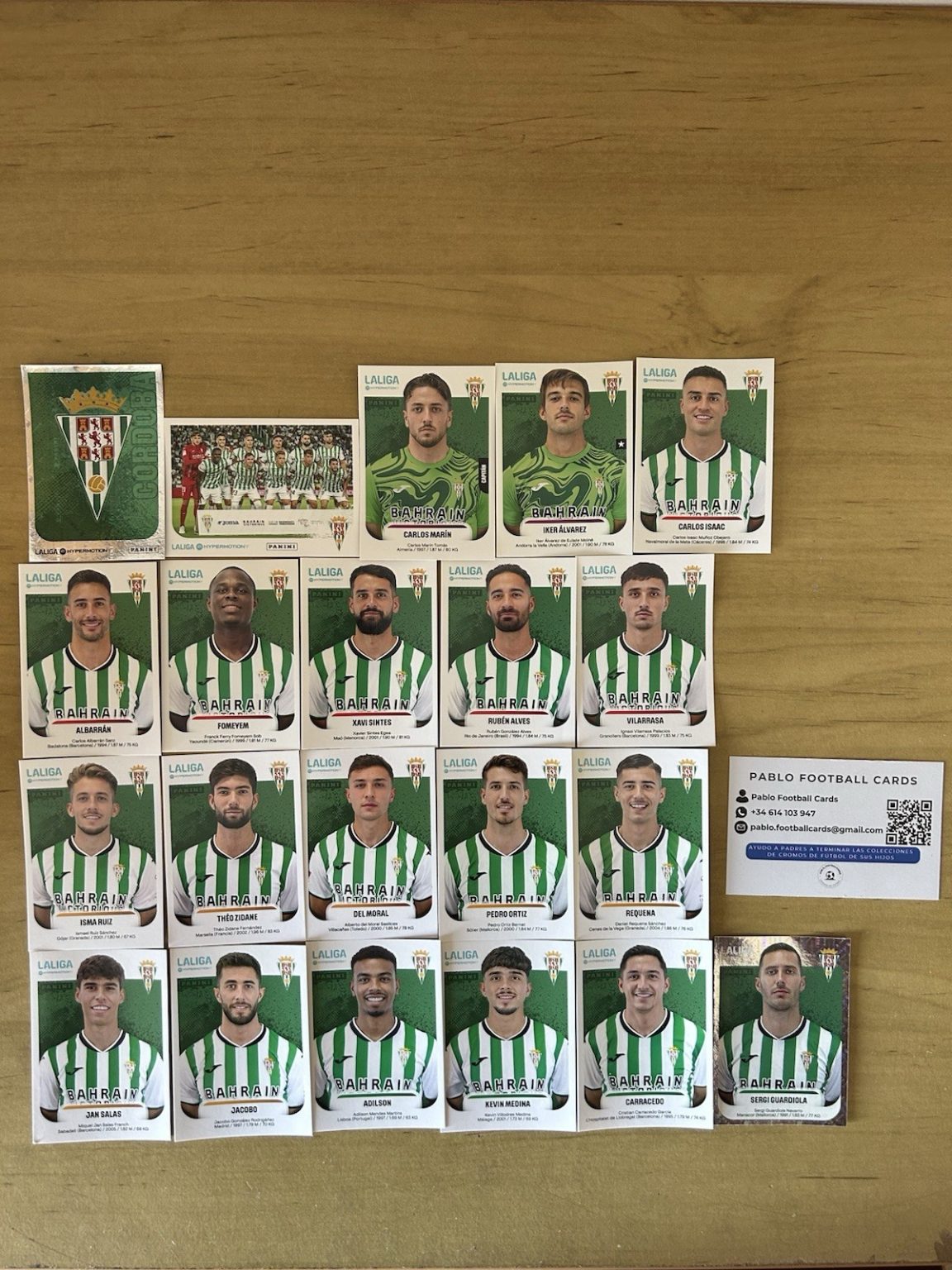 Equipo completo 21 stickers Córdoba CF Panini Liga Hypermotion 2025-26