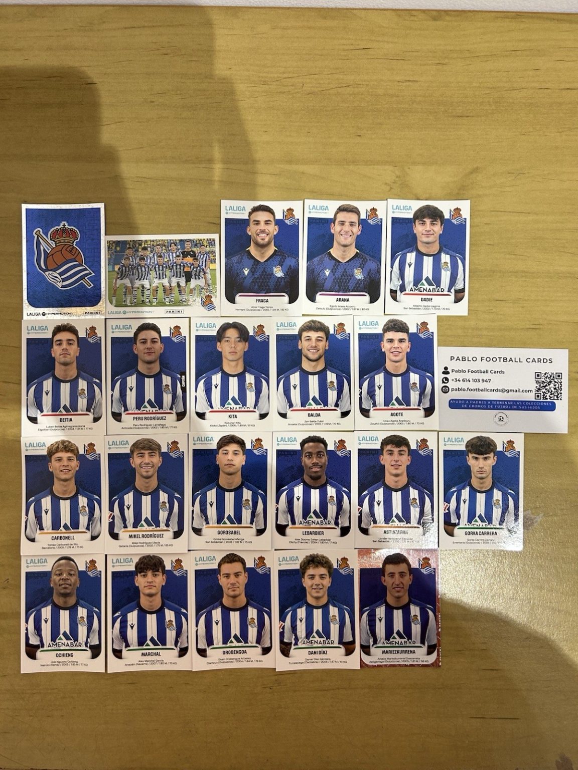Equipo completo 21 stickers Real Sociedad B Panini Liga Hypermotion 2025-26