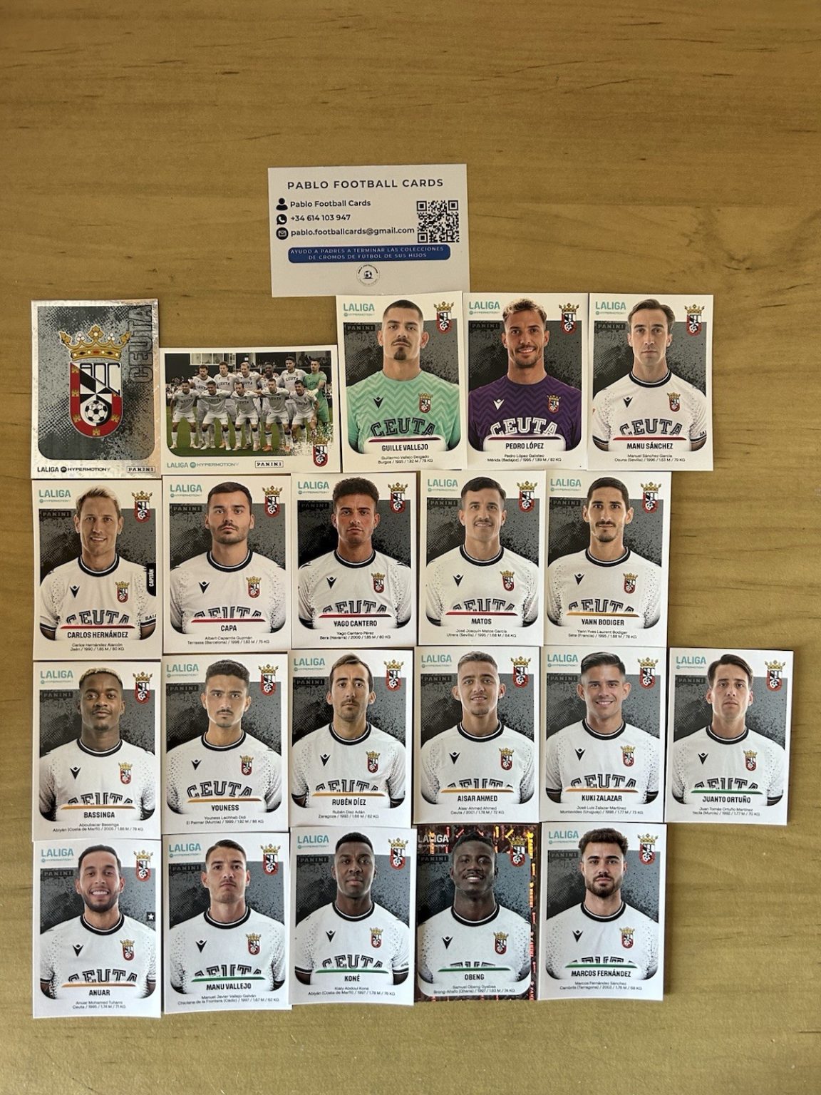 Equipo completo 21 stickers AD Ceuta Panini Liga Hypermotion 2025-26