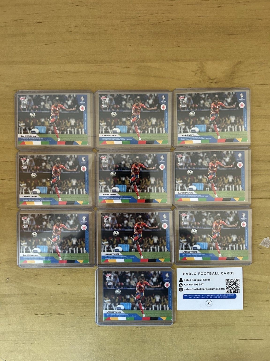 Lote 10 cartas Lamine Yamal Topps Now 54 goleador más joven Eurocopa 2024