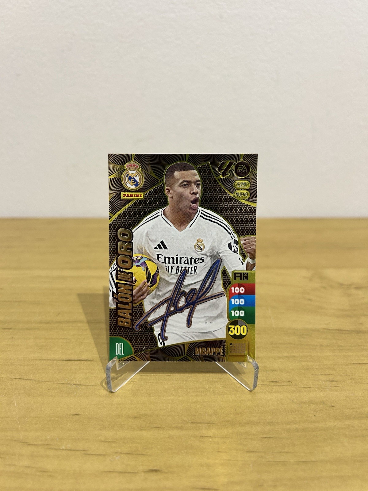 Carta Kylian Mbappé Nuevo Balón de Oro Firmado Adrenalyn XL LaLiga 2024-25 Real Madrid