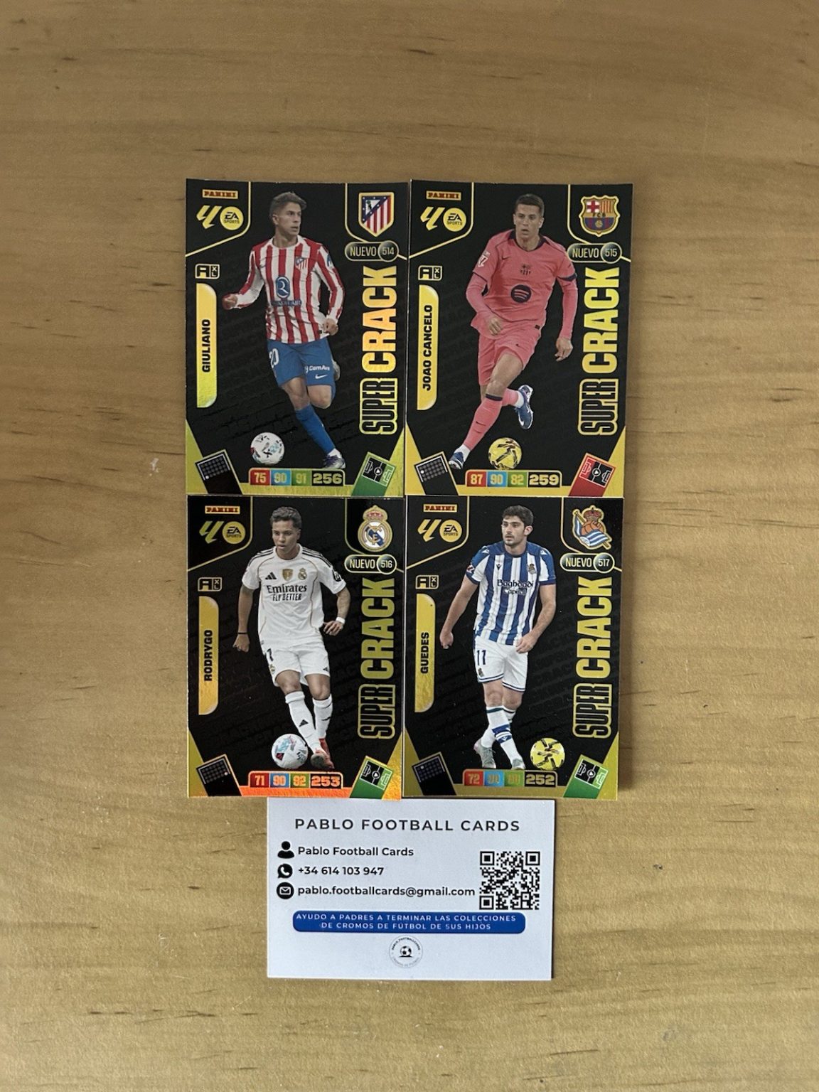 4 cartas Nuevos Súper Crack actualización Adrenalyn XL LaLiga 2025-26 Panini