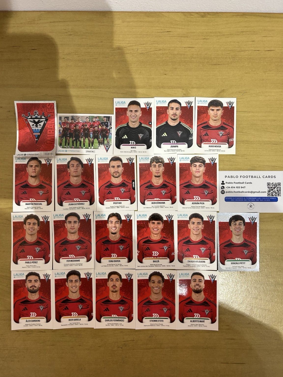 Equipo completo 21 stickers CD Mirandés Panini Liga Hypermotion 2025-26