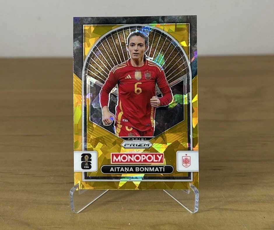 Carta Aitana Bonmatí Gold Cracked Ice Panini Prizm Monopoly FIFA World Cup 2026