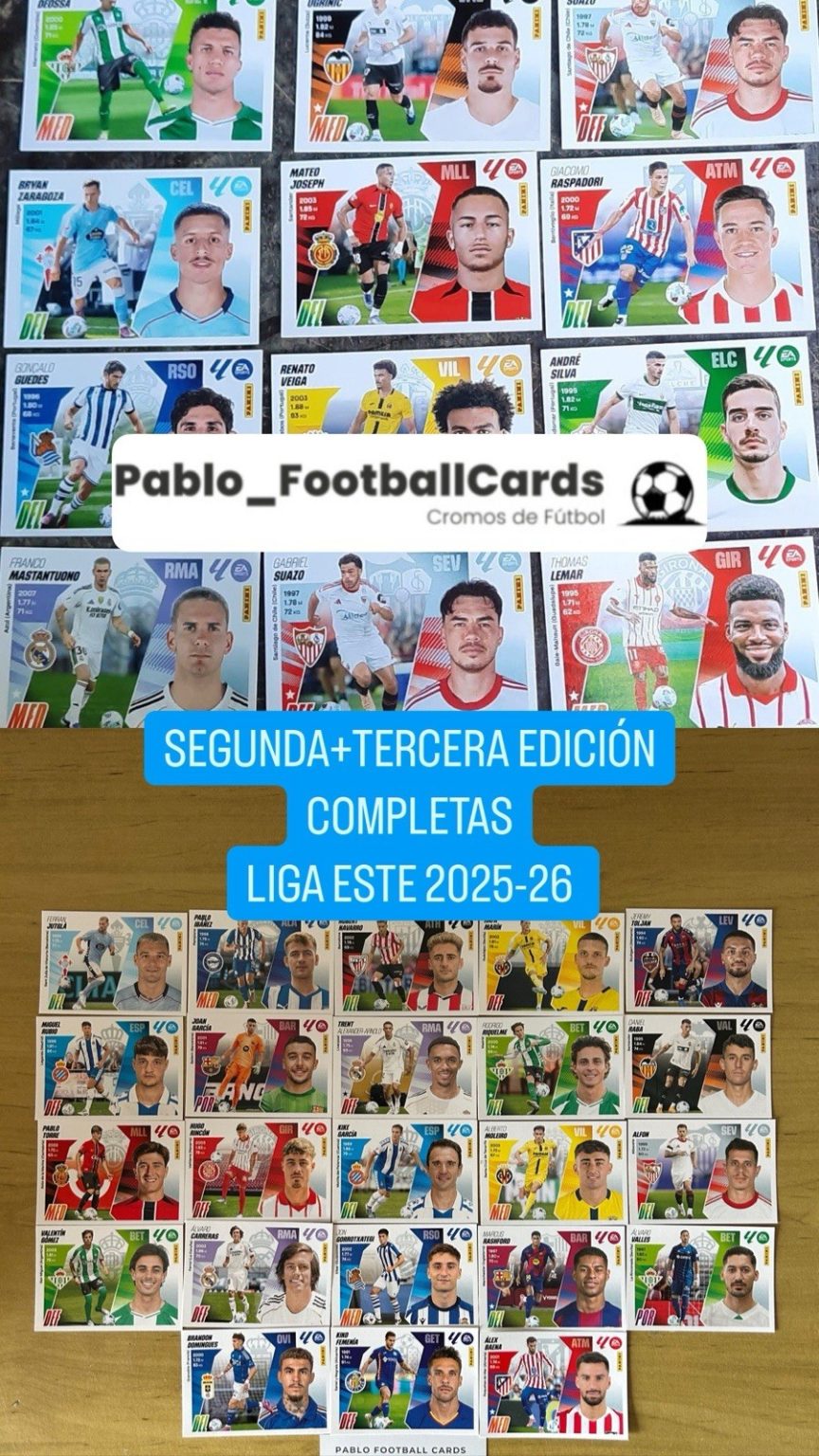 Lote completo Segunda y Tercera Edición LaLiga Este 2025-26 Panini