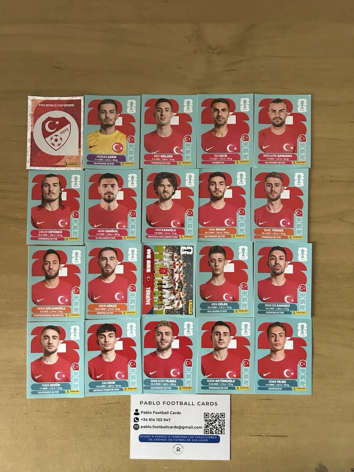 Set completo 20 stickers SelecciÃ³n TurquÃ­a Panini FIFA World Cup 2026