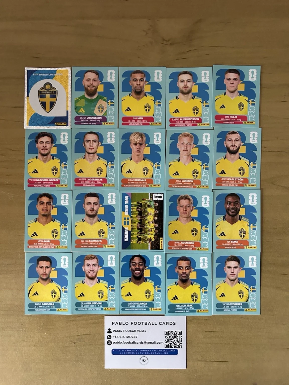 Set completo 20 stickers SelecciÃ³n Suecia Panini FIFA World Cup 2026