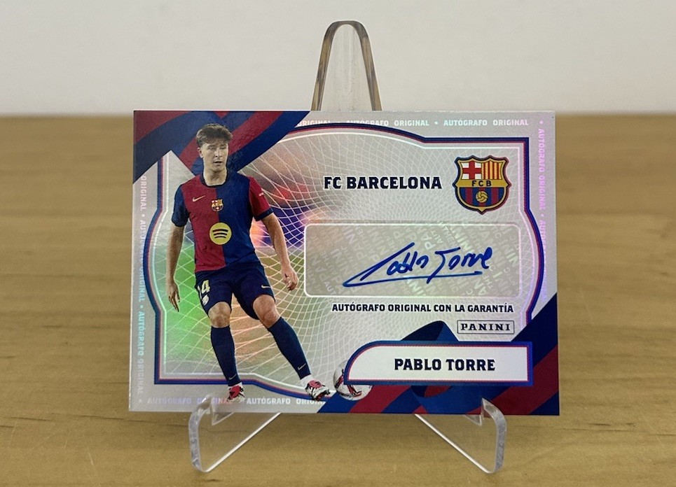 Carta Pablo Torre autógrafo original Panini Club FC Barcelona 2024-25